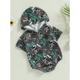 thumbnail image 3 of Bagilaanoe Newborn Baby Boy Hooded Rompers Print Short Sleeve Bodysuits 3M 6M 12M 18M Infant Casual One Piece Short Jumpsuit, 3 of 7