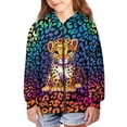 thumbnail image 5 of chaqlin Cartoon Leopard Hoodies for Girls Boys Size 14-16 Zip Up Hoodie Sweatshirt Rainbow Cheetah Long Sleeve Hooded Coat Trendy Y2K Jacket with Pocket, 5 of 7