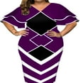 thumbnail image 4 of Femmes Bodycon Crayon Robe Imprimé Manches Évasées Élégant Couture Bureau Robe Cocktail Party Clubwear, 4 of 6