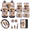 Calf Floral Design, variant on Geometric Sunflower 17 Pcs Car Seat Cover Sets for Car Owner, Breathable Key Ring with Wear-Resistant Vehicle Cup Pad for Cars Interior