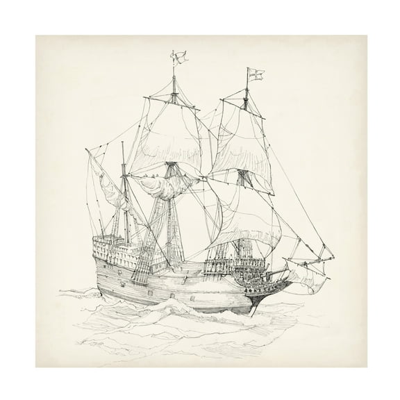 Richard Foust 'Antique Ship Sketch IV' Canvas Art