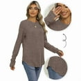 thumbnail image 4 of Ronuti Women's Long Sleeve Top Crewneck Basic Lightweight Fall Shirt with Thumb Hole, 4 of 7