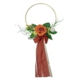 thumbnail image 3 of Voxware Floral Hoop Wreath Artificial Flower Metal Cloth Decorative Flowers Wall Wreath Round Frame Garland Suitable for Nursery Kitchen Birthday Wedding Party Door Orange, 3 of 8