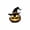 B, variant on Mskk Black Wizard Hat Lighted Jack O'Lantern Halloween Decoration, 4.72in Resin Halloween Pumpkin Ornament, Spooky Tabletop LED Decor For Indoor Halloween Party