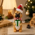 thumbnail image 6 of German Shepherd Christmas Figurine with Santa Hat and Gift Box, Multicolor, 6 of 7