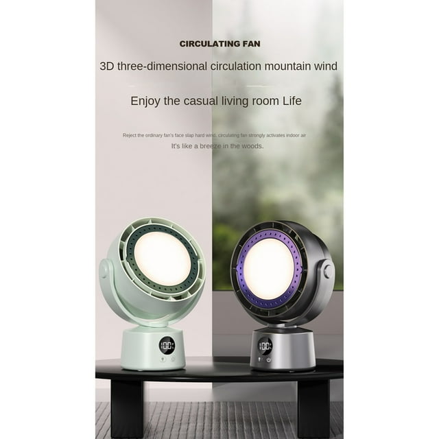 Smart Electric Fan Multifunctional Bladeless Air Circulator Wireless Air Cooler Quiet Ventilator with LED Light A