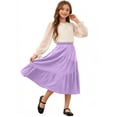 thumbnail image 6 of Miluxas Girl's Boho Maxi Skirt with Pockets - Elastic High Waist Flowy Tiered A-Line Long Skirts for Summer Vacation Purple 4-5 Years, 6 of 7