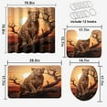thumbnail image 2 of Leopard 4 Piece Shower Curtain Sets Safari Cheetah Wild Animal Jungle Sunset Waterproof Fabric Cloth Bath Curtain, Non-Slip Bathroom Rugs Bath Mats, 72x72 Inch, 2 of 4