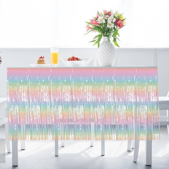 Nicehomfit Soft Comfortable Multicolor Table Skirt with Gradient Design for Wedding and Parties