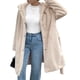 thumbnail image 3 of Abrigo de Piel Sintética para Mujer, Cárdigan Abierto, Elegante, Cuello de Solapa, Larga, Chaqueta Holgada. Albaricoque S, 3 of 8