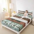 thumbnail image 4 of jejeloiu Welcome Lake House Queen Sheet Sets,Brown Green Wodden Planks Bed Set For Teens Kids 4pcs, 4 of 7