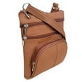 thumbnail image 4 of Roma Leathers Genuine Leather Multi-Pocket Crossbody Purse Bag (Light Brown), 4 of 8