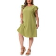 thumbnail image 4 of Agnes Orinda Women's Plus Size Valentine Summer Dresses Flutter Sleeve Crew Neck Beach Casual Midi Sundress 4X Green, 4 of 6