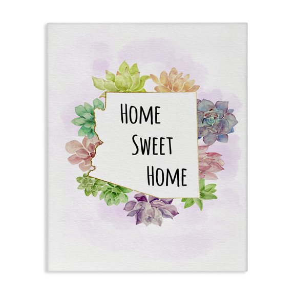 Stupell Industries Bohemian Arizona State Home Sweet Home Succulent Watercolor Vignette Canvas Art, 16 x 20, by Ziwei Li