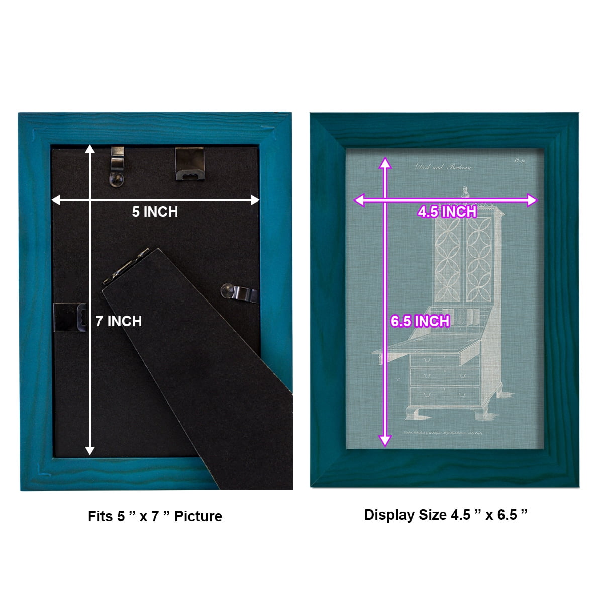 Hepplewhite Desk & Bookcase II - Framed Print w/glass - Ocean Blue