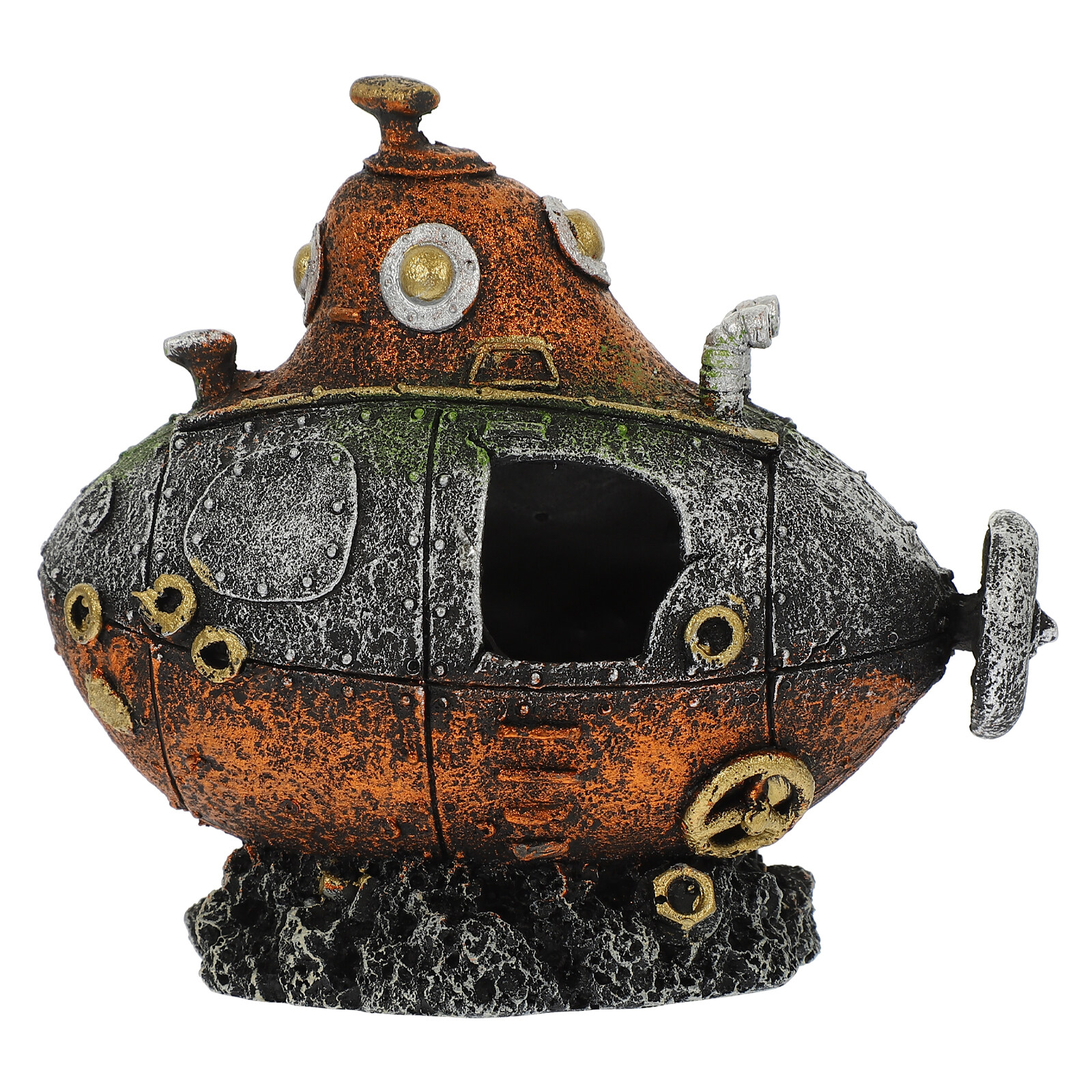 Aquarium Decorative Submarine Fish Tank Shipwreck Ornament Shrimp Playing Hideout