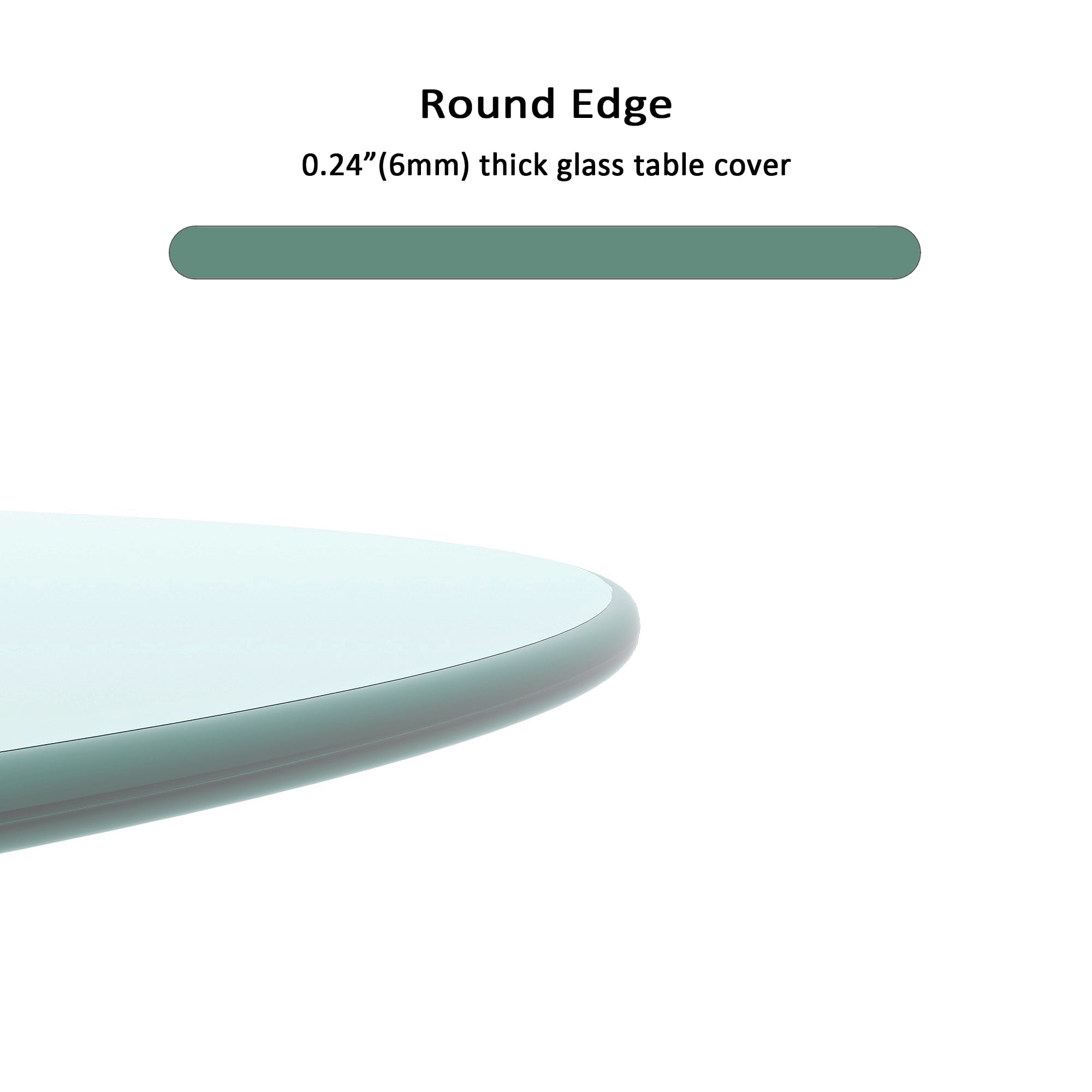 24" Round Table Top,Tempered Glass Table Top Clear Glass 1/4" Inch Thick Flat Polished Edge for Indoor/Outdoor