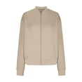 thumbnail image 1 of iHPH7 Vestes Légères pour Femmes Vestes pour Femmes Décontractées Veste Texturée Femme Mode d'Automne Veste de Baseball Veste à Col Montant Femme Veste à Fermeture Éclair Kaki G, 1 of 6