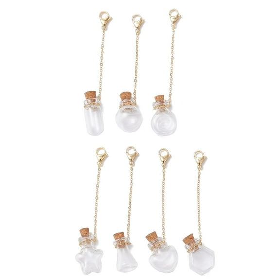 AOOOWER 7pcs Small Glass Bottle Pendants for Personalize Keychains and Accessories