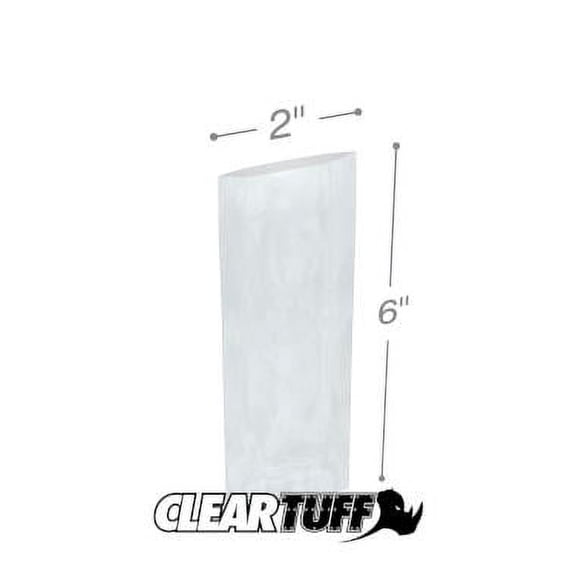 ClearTuff - 2" x 6" 2 Mil Flat Poly Bags - 1000/Case (6 Cases)