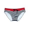 thumbnail image 6 of Mens Swim Briefs Low Rise Nylon Spandex Colorblock Black White Stripe Retro Athletic Swimsuit Quick Dry Beach Pool,Size XL, 6 of 9