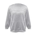 thumbnail image 5 of ManxiVoo Women's Crewneck Sweatshirt Long Sleeve Loose Fit Casual Pullover Top Spring Fall Essentials L Size Light Ashy, 5 of 6