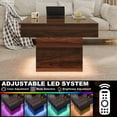thumbnail image 3 of Blotout Lift Top Coffee Table with LED Lights, Square Coffee Table with Hidden Storage, Adjustable Lift Tabletop, Modern Wood Central Table for Living Room, Brown, 3 of 9