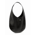 thumbnail image 3 of Courrèges Women's Crescent-Shaped Flat Tote Bag With Glossy Finish Black, 3 of 5
