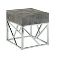 thumbnail image 3 of ACME Burgo 20" Square Faux Marble Top End Table in Gray and Chrome, 3 of 5