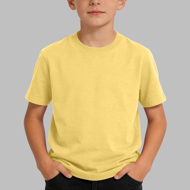 Blusas y camisas de manga corta con cuello redondo para niños, camisetas de manga corta de color liso de talla mediana para niños, camisetas de verano para niños y niñas, camisetas de manga corta con