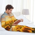 thumbnail image 6 of Sikiie Beautiful Golden Sunflower Field Mens Pajama Set, Soft Warm Long Sleeve Sleepwear, Cozy Button-Down Pjs for Men-Small, 6 of 7