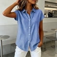 thumbnail image 5 of Yievot Womens Button Down Shirts Cotton Linen Striped Dress Shirt Short Sleeve Collared Office Work Blouses Summer Tops, 5 of 6