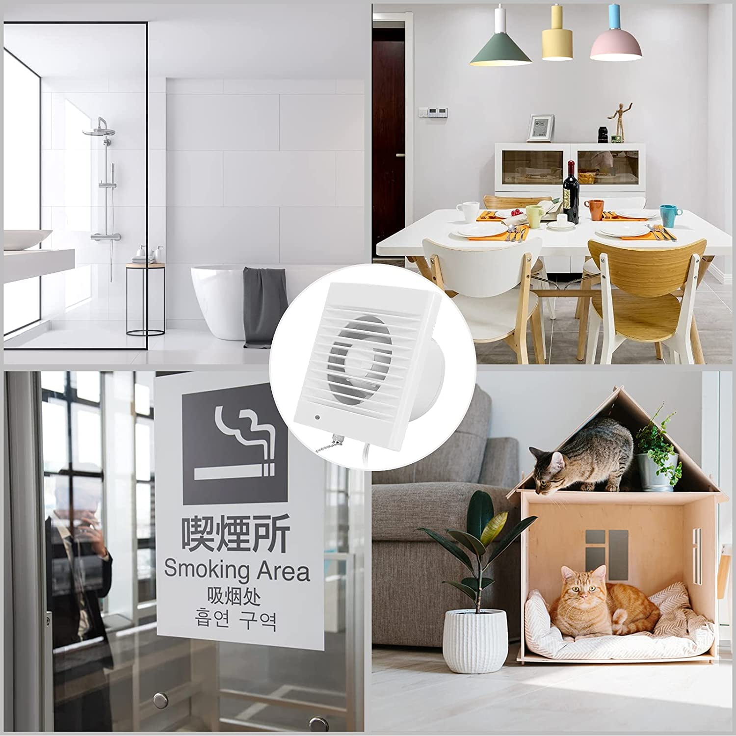 150Mm 18W 320M³/H Exhaust Fan With Check Valve And Chain Switch, Window And Wall Fan For Kitchen Bathroom Greenhouse Garage -6 Inch