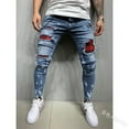 thumbnail image 7 of Fashion Street Style Ripped Skinny Jeans Men Vintage wash Solid Denim Trouser Mens Casual Slim fit pencil denim Pants hot sale, 7 of 7