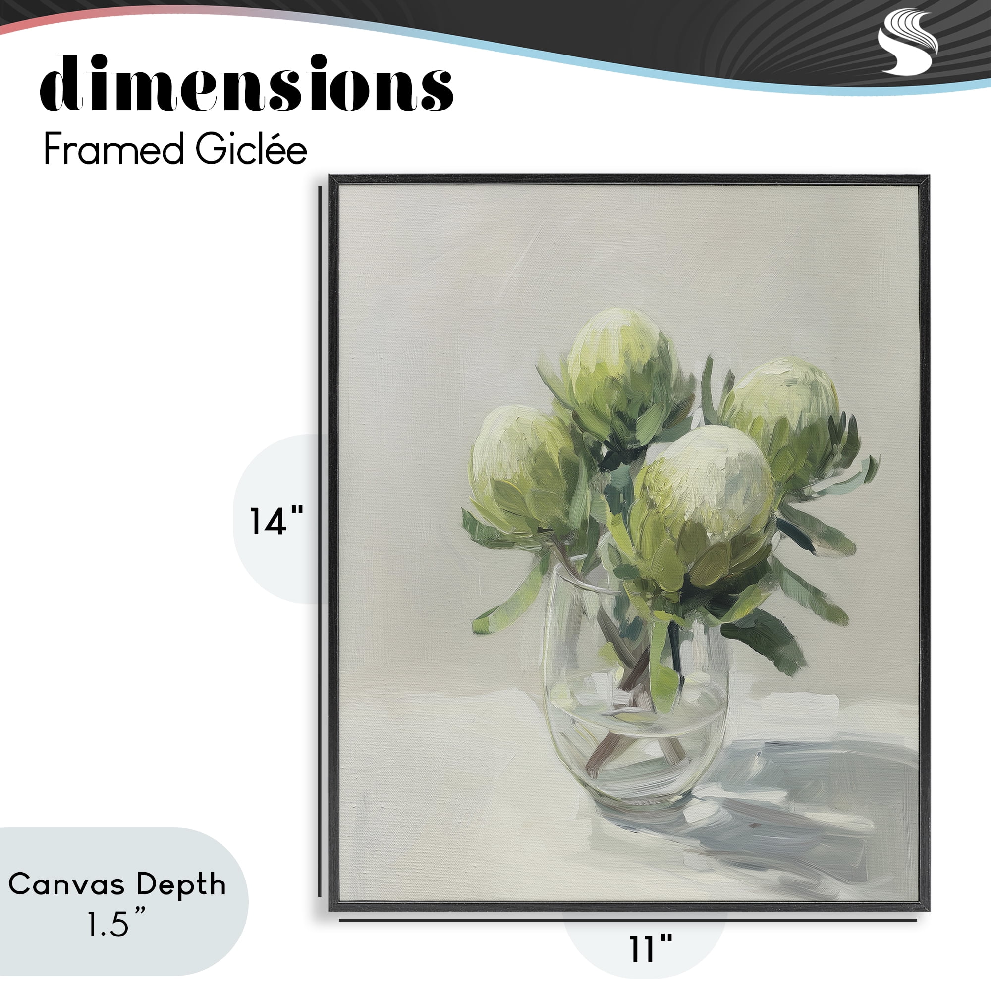 Stupell Industries Glass & Bloom Still Life Black Framed Giclee Art, design by Svetlana Aleynikova