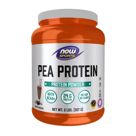 NOW Sports Nutrition, Pea Protein 24 g, Easily Digested, Creamy Chocolate Powder, 2-Pound