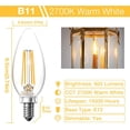 thumbnail image 3 of Dimmable E12 Candelabra LED Light Bulbs, Chandelier Light Bulb 60 Watt Equivalent, 5.5W 600 LM 2700K Warm White, B11 Vintage LED Filament Candle Light Bulbs, No Flicker, UL Listed, 12 Pack Warm White, 3 of 5