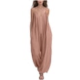 thumbnail image 2 of Women’s Zip‑up Oversized Baggy Jumpsuit, Spaghetti Strap V‑neck Loose Wide Leg Casual Pants, Comfy Loungewear Overalls XL, 2 of 5
