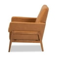 thumbnail image 3 of Perris Mid-Century Modern Tan Faux Leather Upholstered and Walnut Brown Finished Wood Lounge Chair, 3 of 5