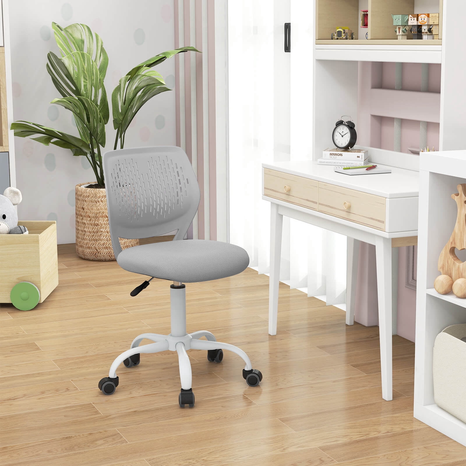 Costway Kids Desk Chair Ergonomic Swivel Children Mesh Study Height Adjustable Gray