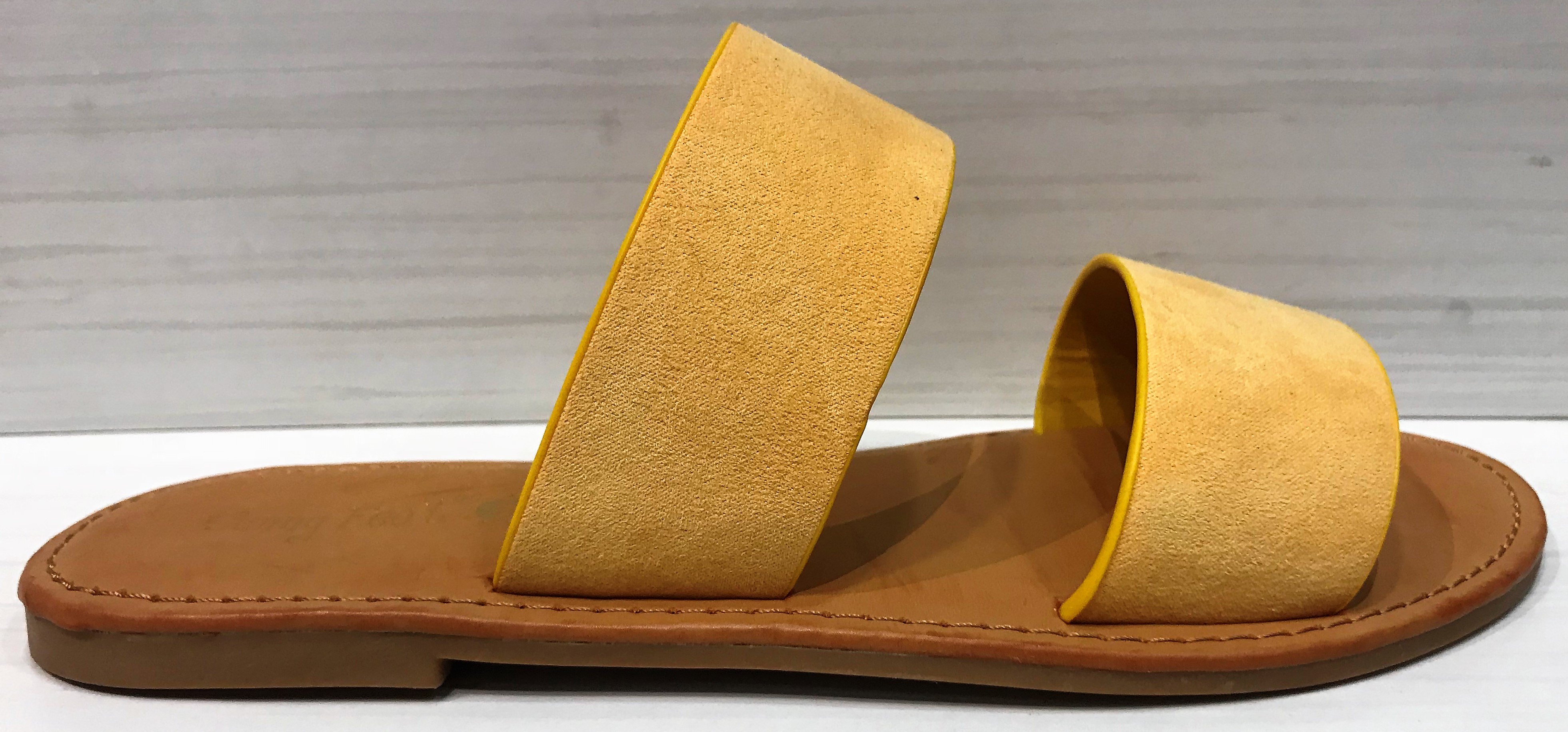 Coastline-76S Women Open Toe Slip On Double Band Flip Flops Slide Flat ...