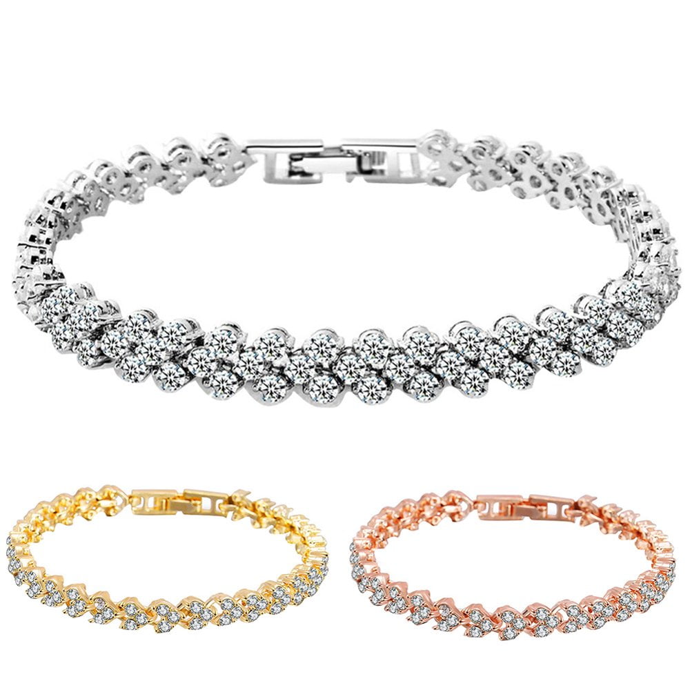 Women Fashion Full Rhinestone Inlaid Bracelet Bangle Wedding Party