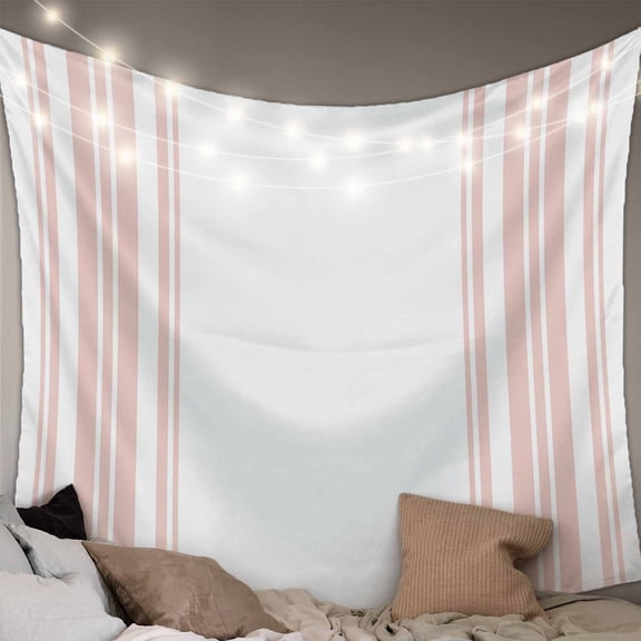 Pink Striped Small Tapestry for Bedroom Wall Hanging Tapestry,Modern White Striped Abstract Art Aesthetics Ceiling Backdrop Tapestries Poster Blanket Wall Decor for Teens Room Living Room 23" x 28"