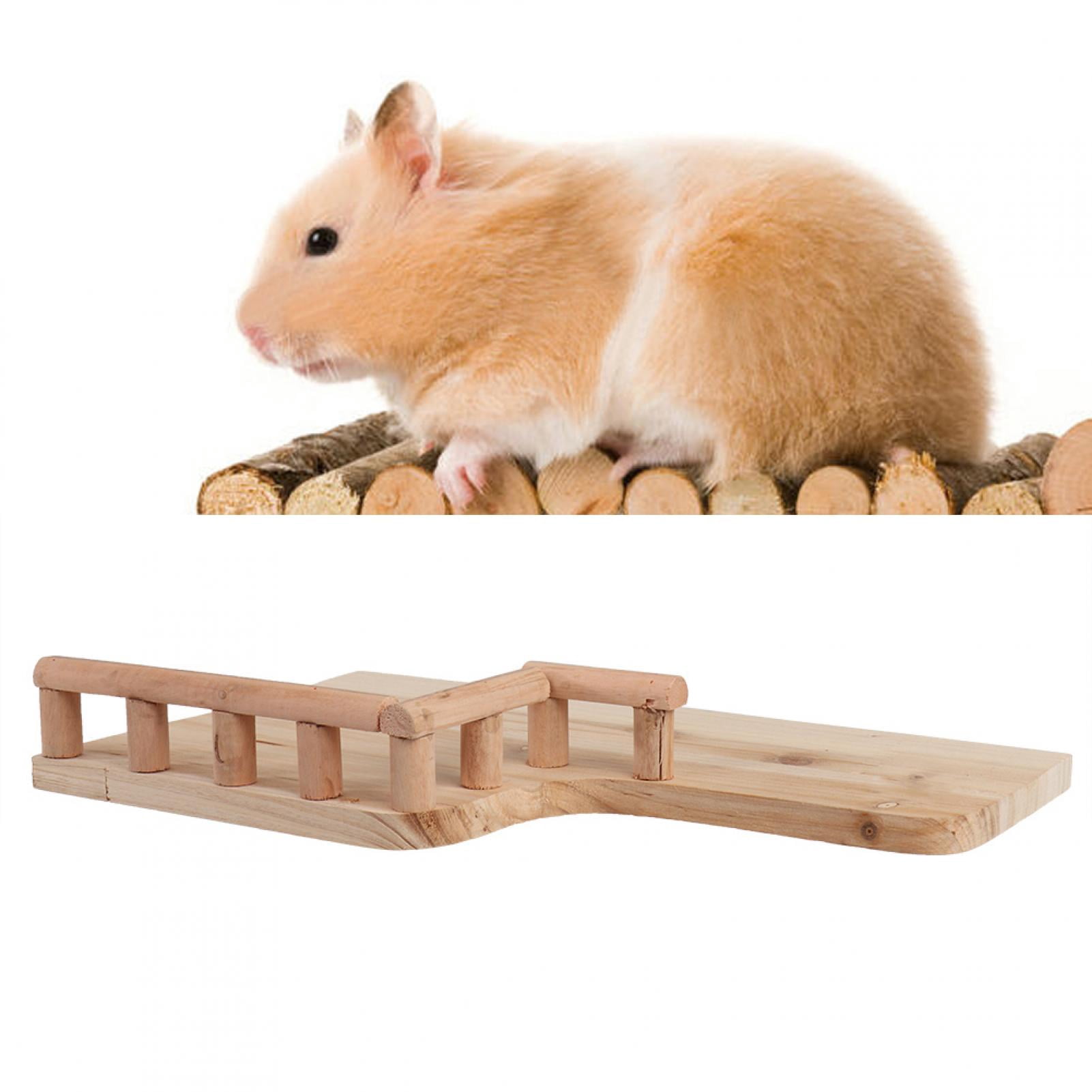 Suodoka Wooden Rest Platform with Railing for Small Pets, Premium Hamster Climbing Toy and Living Space Activity Center, Eco-Friendly Natural Wood Play Accessory (13.38 inches / 34 cm)