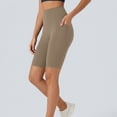 thumbnail image 3 of HomeDM Women's Biker Shorts with Pockets High Waisted Lounge Yoga Shorts Pants for Workout Casual Coffee XL, 3 of 8