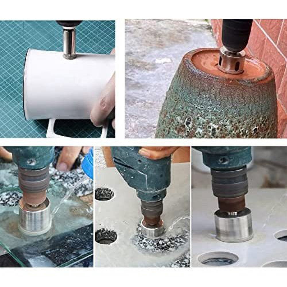 LOT 10 Pcs SET Diamond Hole Saw Drill Bit Set 1/4" - 2" Inch Granite Glass Tile - Tools 10 Piece Diamond Dust Hole SAW Drill BIT for Ceramic Tile Marble Rock Porcelain