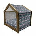 thumbnail image 2 of Flamingos Pet House, Exotic Bird Pattern with Flowers Hearts and Raindrops Tropical, Outdoor & Indoor Portable Dog Kennel with Pillow and Cover, 5 Sizes, Dark Green Pale Pink, by Ambesonne, 2 of 5