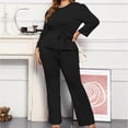 thumbnail image 3 of Plus Size 2 Piece Outfits for Women Blazer Top Long Sleeve Long Pants Sets Casual Elegant Business Suit with Belt, 3 of 4