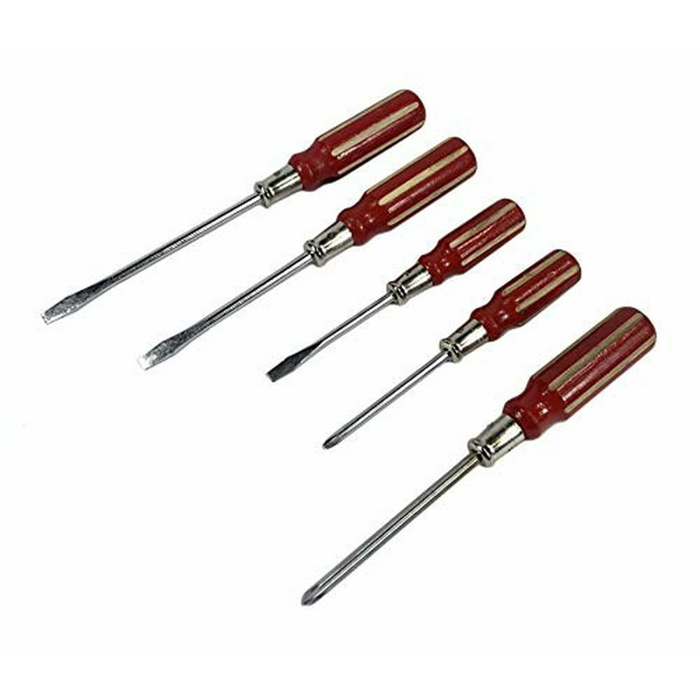 IIT 5 Piece Screwdriver Set with Wooden Handles 3 Slotted Screwdrivers