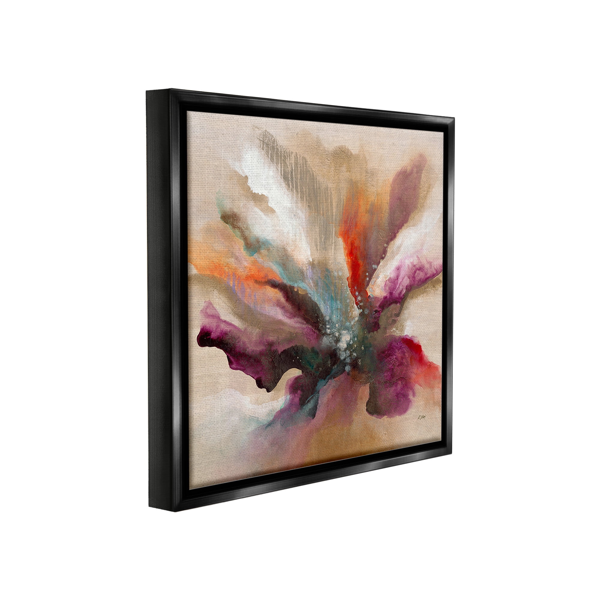 Stupell Industries Modern Botanical Leaves Botanical & Floral Painting Black Floater Framed Canvas Art Print Wall Art, 18 x 18
